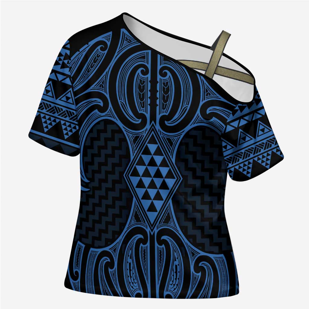 Kikorangi Maori Ta Moko Poutama Art Cross Shoulder Shirt - Aussie Hoodie