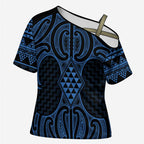 Kikorangi Maori Ta Moko Poutama Art Cross Shoulder Shirt - Aussie Hoodie