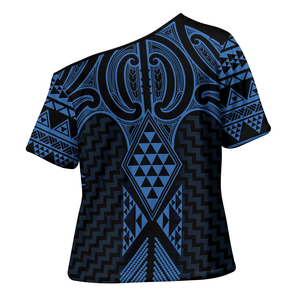 Kikorangi Maori Ta Moko Poutama Art Cross Shoulder Shirt - Aussie Hoodie