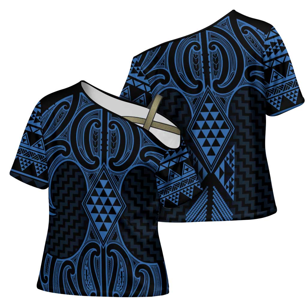 Kikorangi Maori Ta Moko Poutama Art Cross Shoulder Shirt - Aussie Hoodie