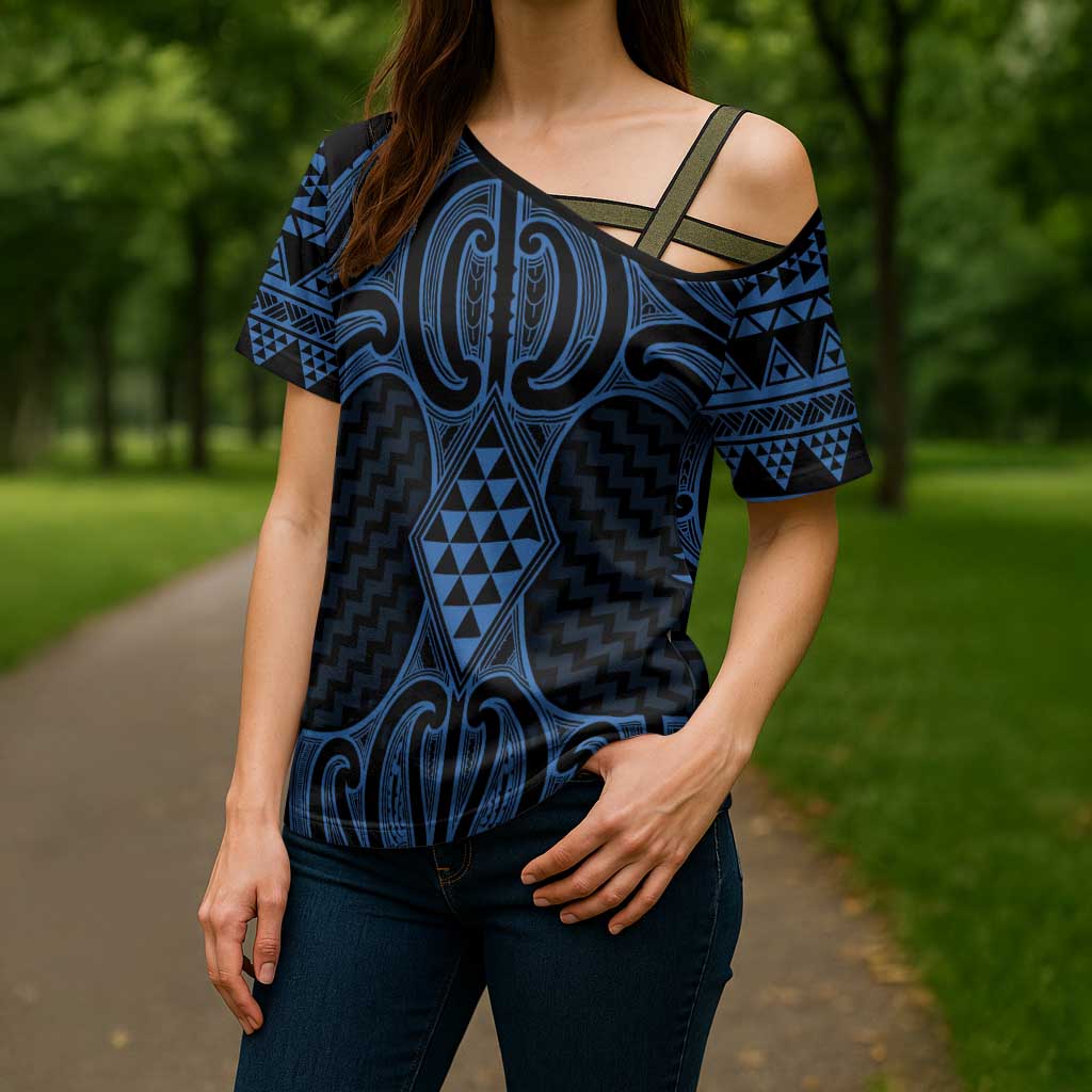 Kikorangi Maori Ta Moko Poutama Art Cross Shoulder Shirt - Aussie Hoodie