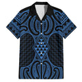 Kikorangi Maori Ta Moko Poutama Art Family Matching Long Sleeve Bodycon Dress and Hawaiian Shirt