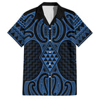 Kikorangi Maori Ta Moko Poutama Art Family Matching Long Sleeve Bodycon Dress and Hawaiian Shirt