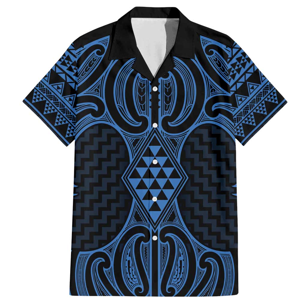 Kikorangi Maori Ta Moko Poutama Art Family Matching Long Sleeve Bodycon Dress and Hawaiian Shirt