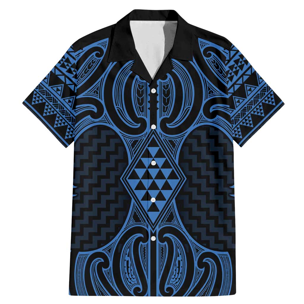 Kikorangi Maori Ta Moko Poutama Art Family Matching Mermaid Dress and Hawaiian Shirt