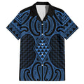 Kikorangi Maori Ta Moko Poutama Art Family Matching Off The Shoulder Long Sleeve Dress and Hawaiian Shirt