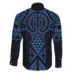Kikorangi Maori Ta Moko Poutama Art Family Matching Off The Shoulder Long Sleeve Dress and Hawaiian Shirt