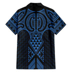 Kikorangi Maori Ta Moko Poutama Art Family Matching Short Sleeve Bodycon Dress and Hawaiian Shirt