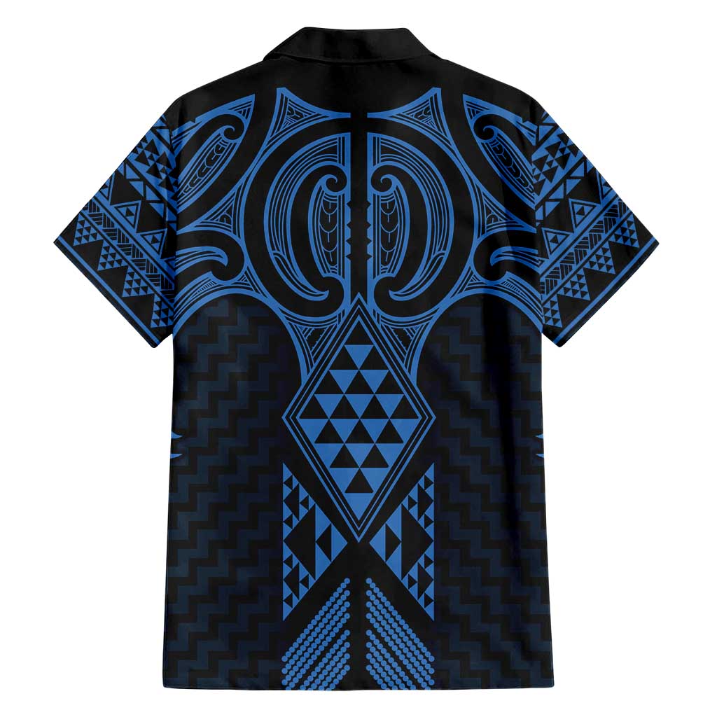 Kikorangi Maori Ta Moko Poutama Art Family Matching Short Sleeve Bodycon Dress and Hawaiian Shirt