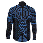 Kikorangi Maori Ta Moko Poutama Art Family Matching Short Sleeve Bodycon Dress and Hawaiian Shirt