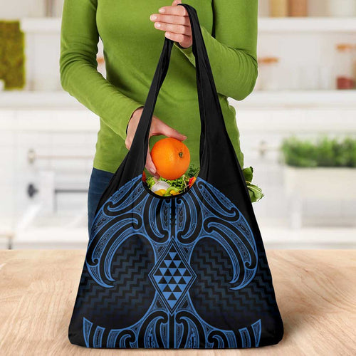 Kikorangi Maori Ta Moko Poutama Art Grocery Bag