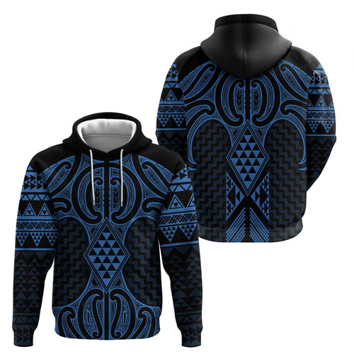 Kikorangi Maori Ta Moko Poutama Art Hoodie