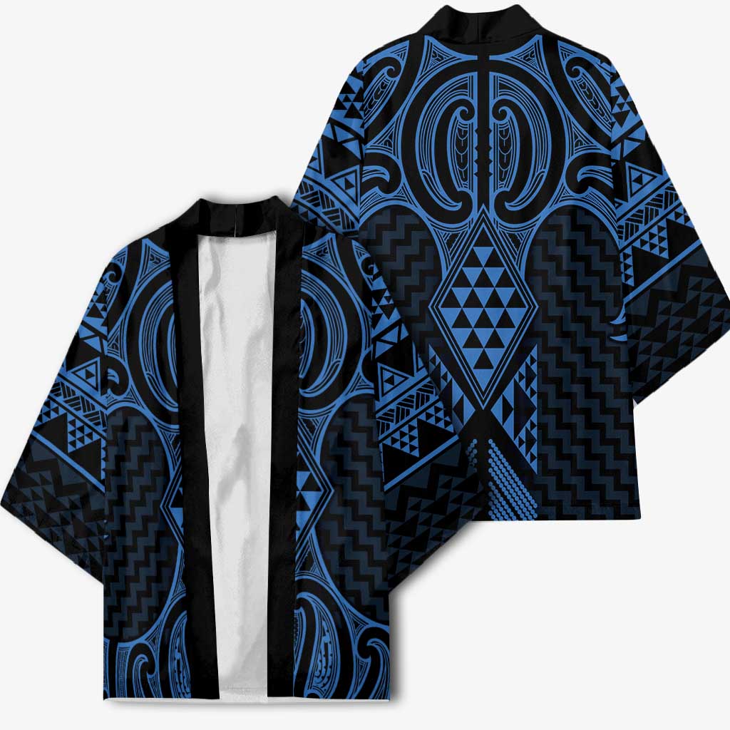 Kikorangi Maori Ta Moko Poutama Art Kimono - Aussie Hoodie