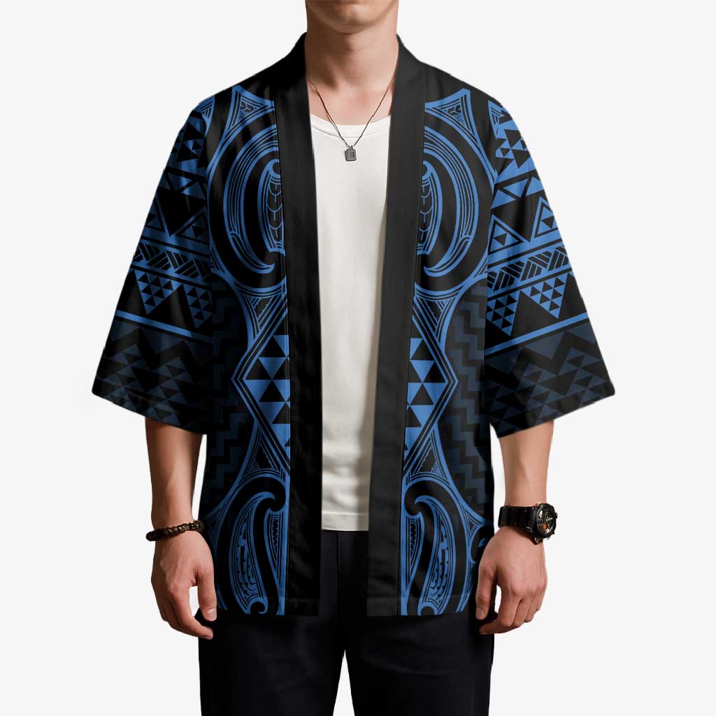 Kikorangi Maori Ta Moko Poutama Art Kimono - Aussie Hoodie
