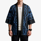Kikorangi Maori Ta Moko Poutama Art Kimono - Aussie Hoodie