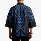 Kikorangi Maori Ta Moko Poutama Art Kimono - Aussie Hoodie