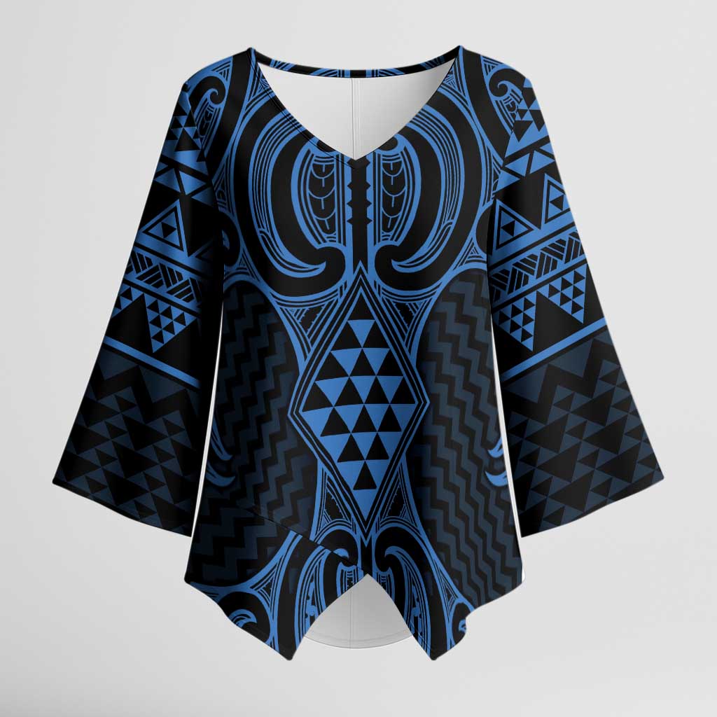 Kikorangi Maori Ta Moko Poutama Art Kimono Sleeve Blouse - Aussie Hoodie