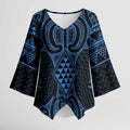 Kikorangi Maori Ta Moko Poutama Art Kimono Sleeve Blouse - Aussie Hoodie