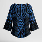 Kikorangi Maori Ta Moko Poutama Art Kimono Sleeve Blouse - Aussie Hoodie