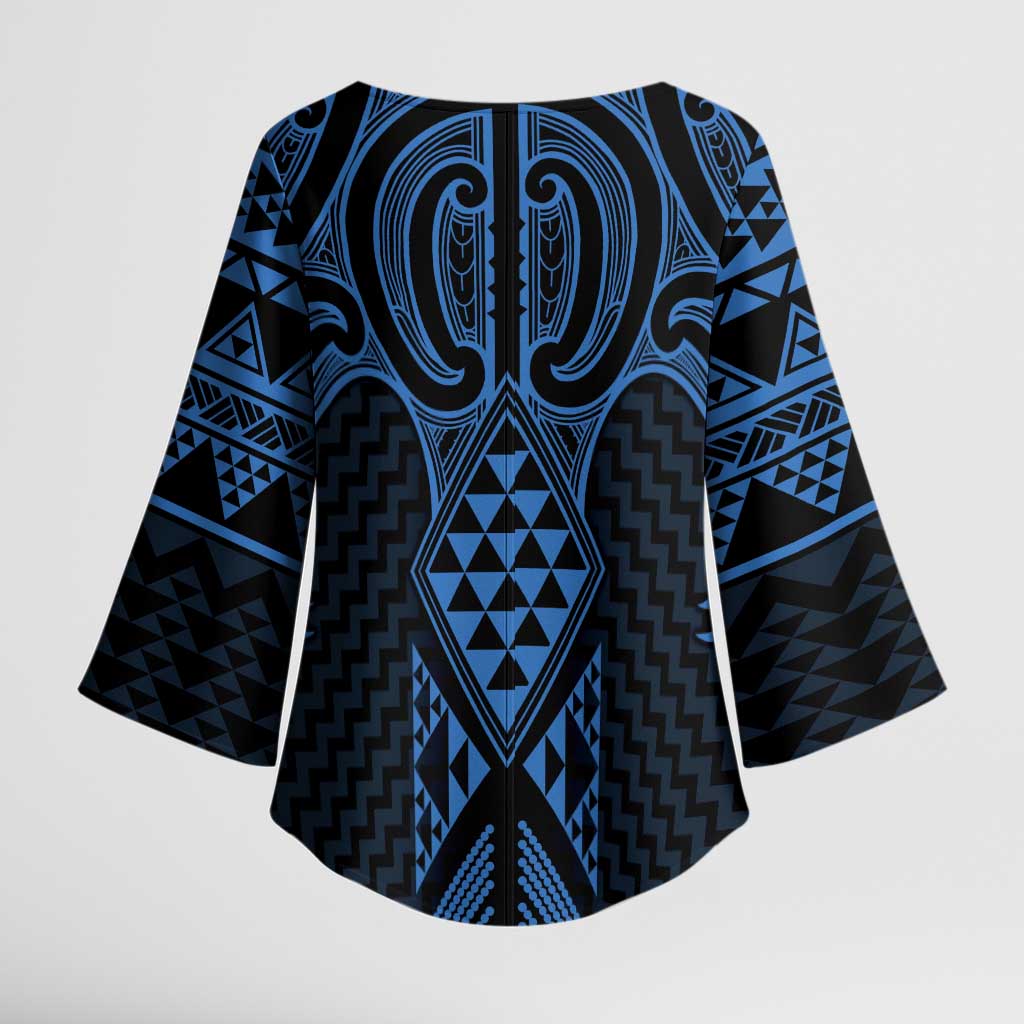 Kikorangi Maori Ta Moko Poutama Art Kimono Sleeve Blouse - Aussie Hoodie
