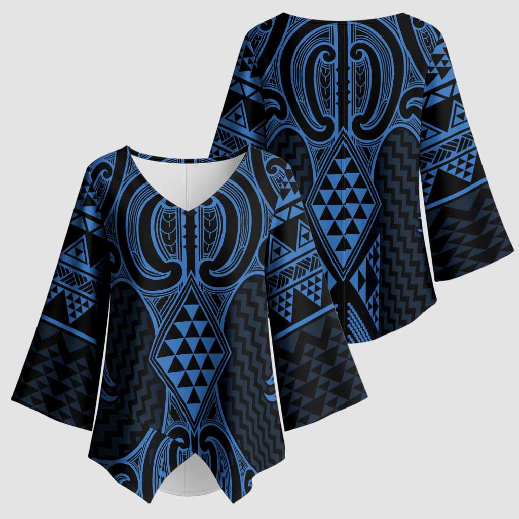 Kikorangi Maori Ta Moko Poutama Art Kimono Sleeve Blouse - Aussie Hoodie
