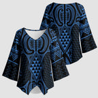 Kikorangi Maori Ta Moko Poutama Art Kimono Sleeve Blouse - Aussie Hoodie