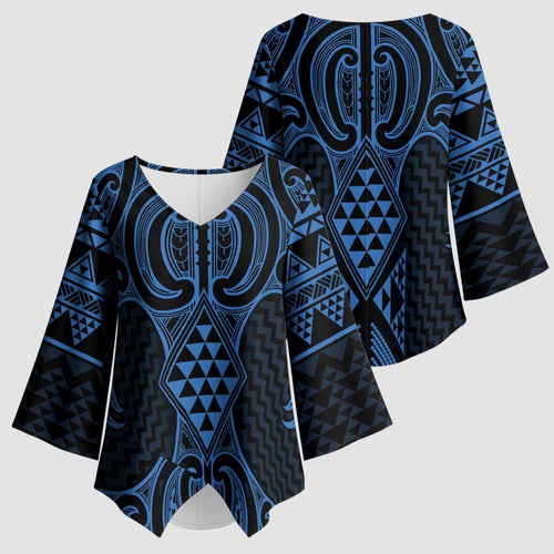 Kikorangi Maori Ta Moko Poutama Art Kimono Sleeve Blouse - Aussie Hoodie