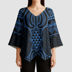 Kikorangi Maori Ta Moko Poutama Art Kimono Sleeve Blouse - Aussie Hoodie