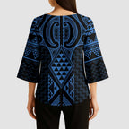 Kikorangi Maori Ta Moko Poutama Art Kimono Sleeve Blouse - Aussie Hoodie