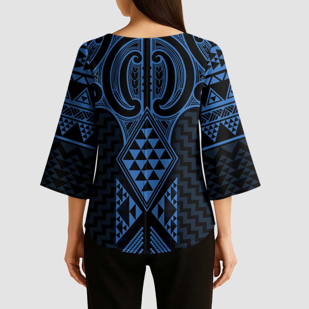 Kikorangi Maori Ta Moko Poutama Art Kimono Sleeve Blouse - Aussie Hoodie