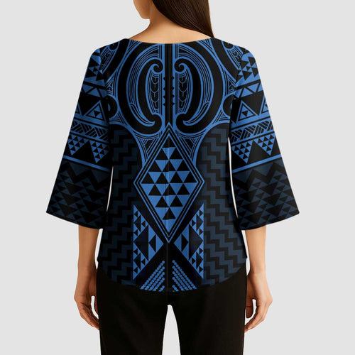 Kikorangi Maori Ta Moko Poutama Art Kimono Sleeve Blouse - Aussie Hoodie