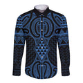 Kikorangi Maori Ta Moko Poutama Art Long Sleeve Button Shirt
