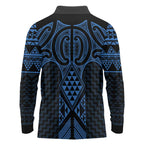 Kikorangi Maori Ta Moko Poutama Art Long Sleeve Polo Shirt