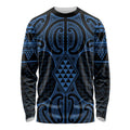 Kikorangi Maori Ta Moko Poutama Art Long Sleeve Shirt