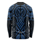 Kikorangi Maori Ta Moko Poutama Art Long Sleeve Shirt