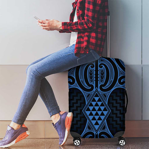 Kikorangi Maori Ta Moko Poutama Art Luggage Cover