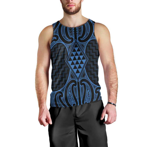 Kikorangi Maori Ta Moko Poutama Art Men Tank Top