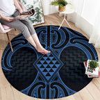 Kikorangi Maori Ta Moko Poutama Art Round Carpet
