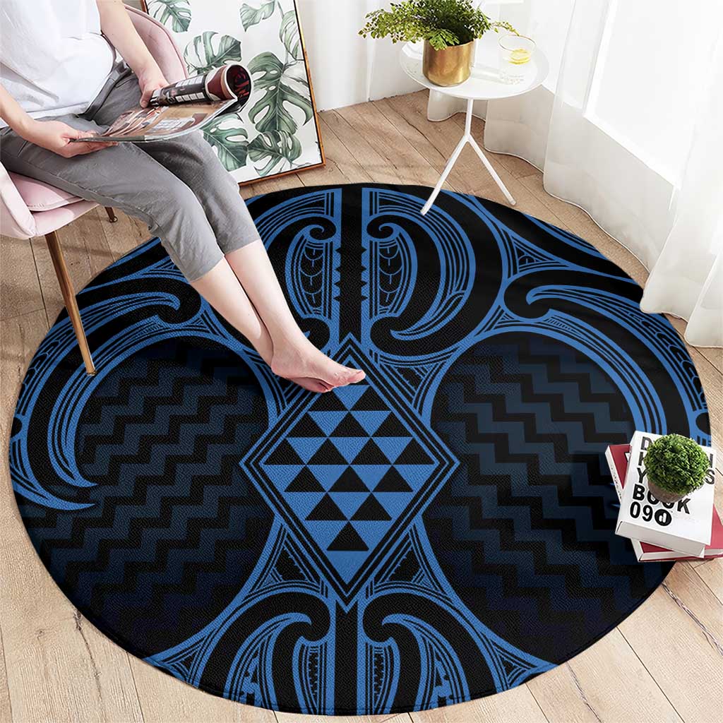 Kikorangi Maori Ta Moko Poutama Art Round Carpet
