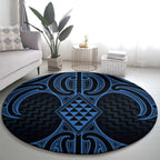 Kikorangi Maori Ta Moko Poutama Art Round Carpet
