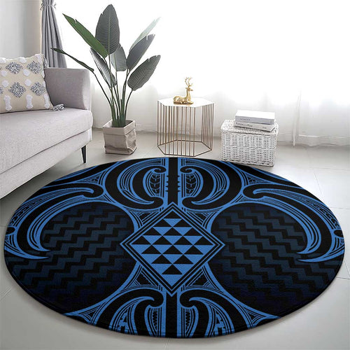 Kikorangi Maori Ta Moko Poutama Art Round Carpet