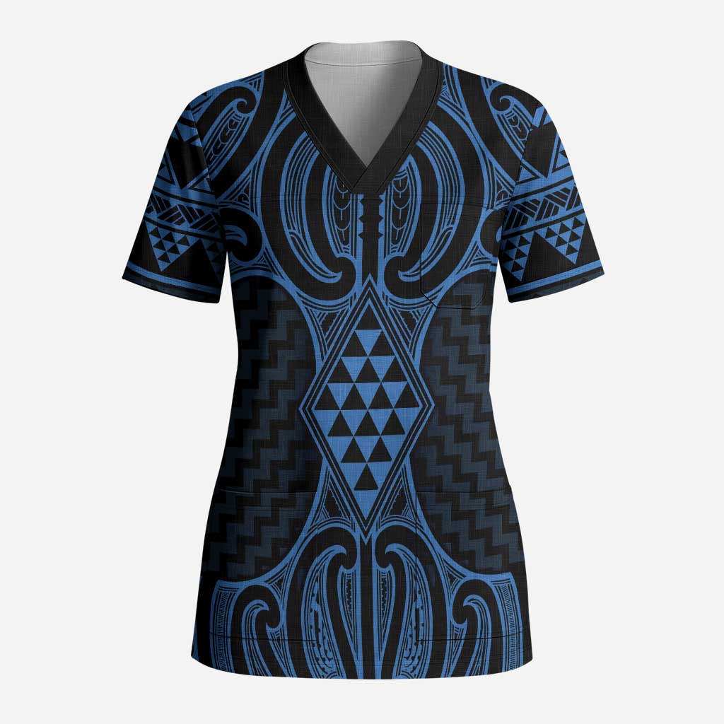 Kikorangi Maori Ta Moko Poutama Art Scrub Top - Aussie Hoodie