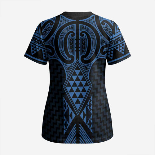 Kikorangi Maori Ta Moko Poutama Art Scrub Top - Aussie Hoodie