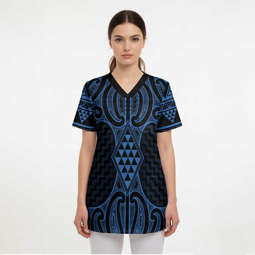 Kikorangi Maori Ta Moko Poutama Art Scrub Top - Aussie Hoodie