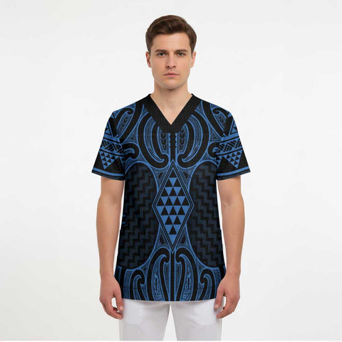 Kikorangi Maori Ta Moko Poutama Art Scrub Top - Aussie Hoodie