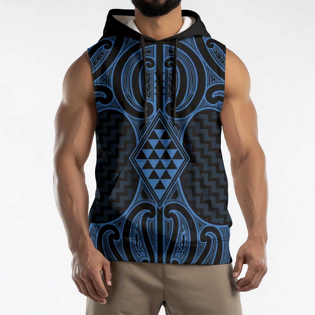Kikorangi Maori Ta Moko Poutama Art Sleeveless Hoodie - Aussie Hoodie