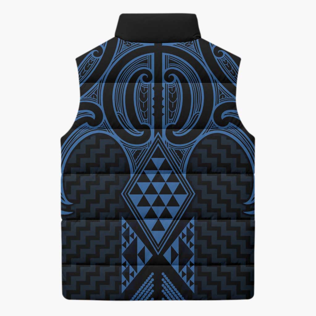 Kikorangi Maori Ta Moko Poutama Art Sleeveless Puffer Jacket - Aussie Hoodie