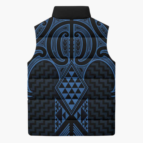Kikorangi Maori Ta Moko Poutama Art Sleeveless Puffer Jacket - Aussie Hoodie