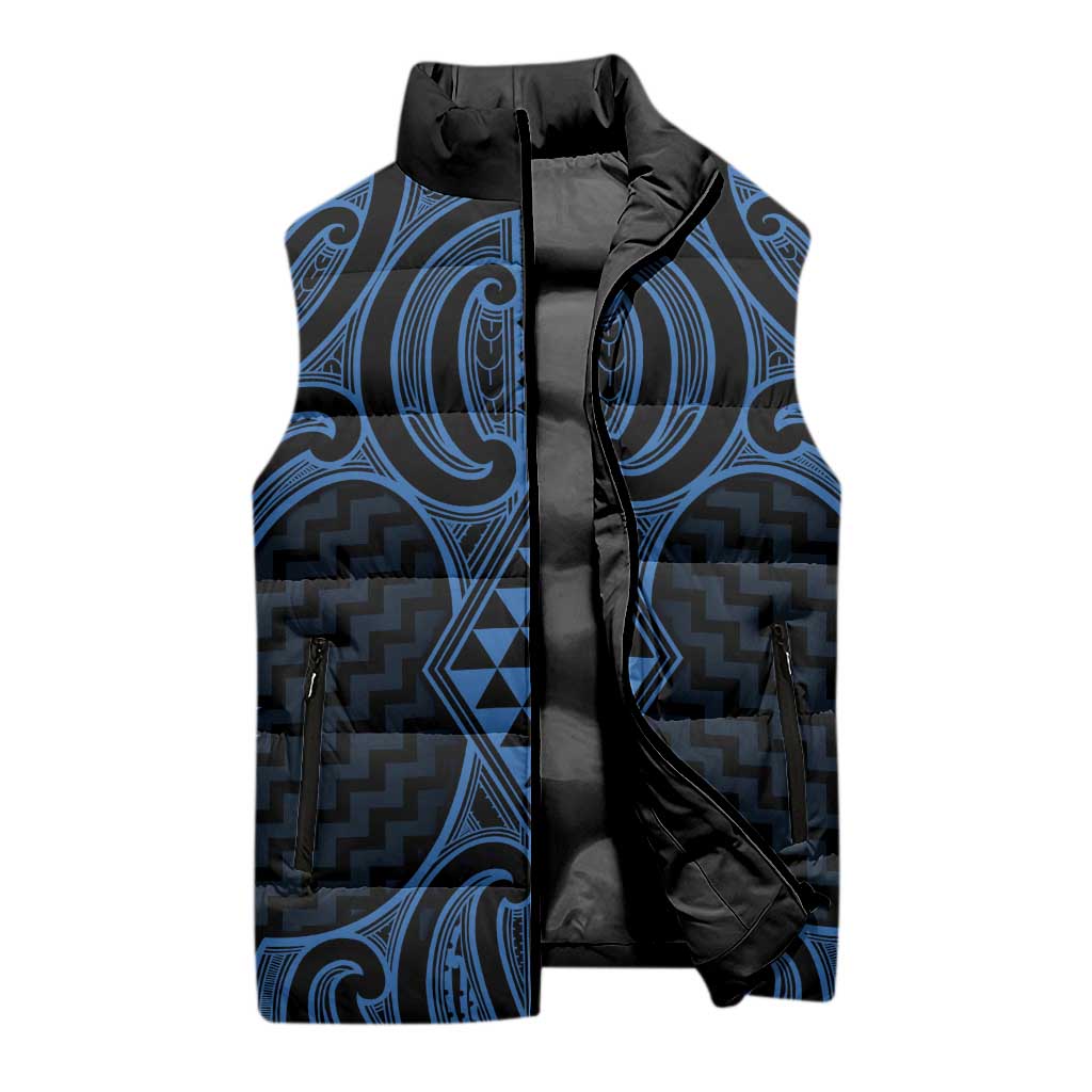 Kikorangi Maori Ta Moko Poutama Art Sleeveless Puffer Jacket - Aussie Hoodie