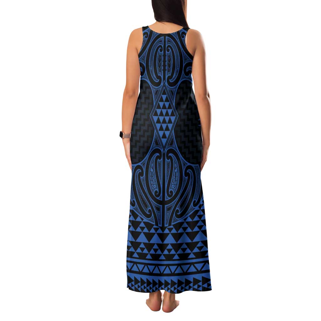 Kikorangi Maori Ta Moko Poutama Art Tank Maxi Dress